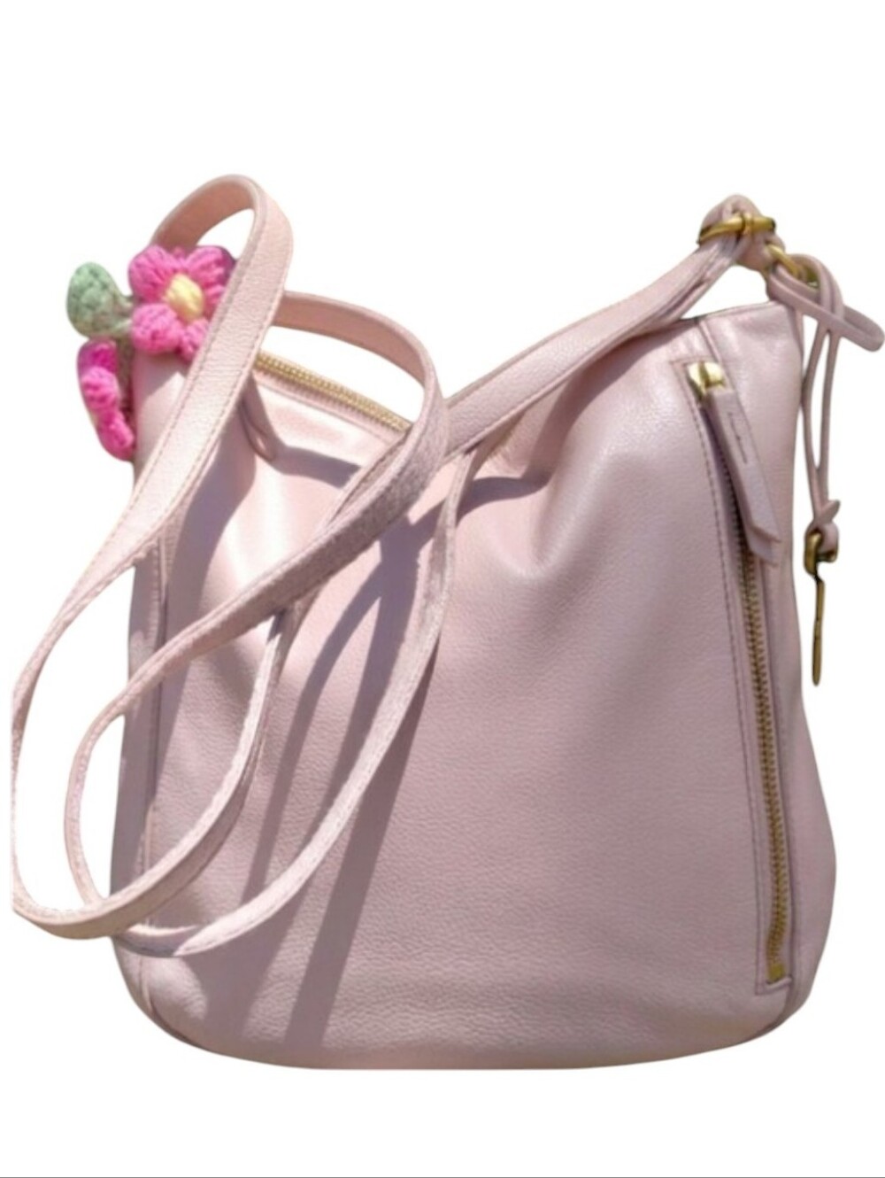 Fossil Tara Blush Pink Genuine Leather Shoulder Crossbody Bag